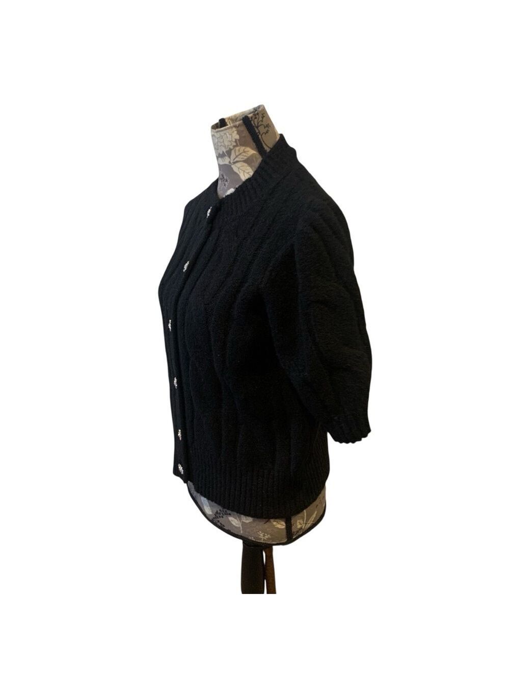 Elegant Black Women's Puff Sleeve  Sweater size medium 8/10 NWT - Picture 2 of 5